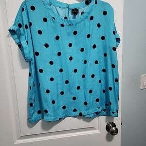 Worthington Turquoise Polka Dot Blouse